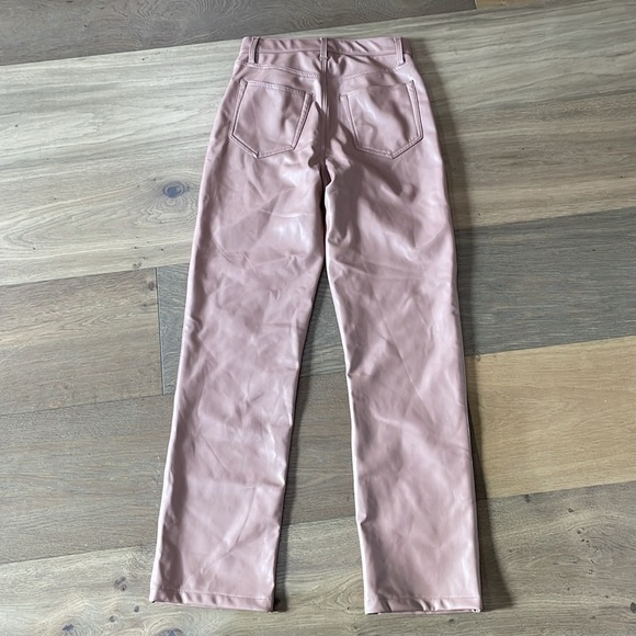 Abercrombie & Fitch The 90s Straight Ultra High Rise Pink Faux Leather Pants 27 - Picture 11 of 12